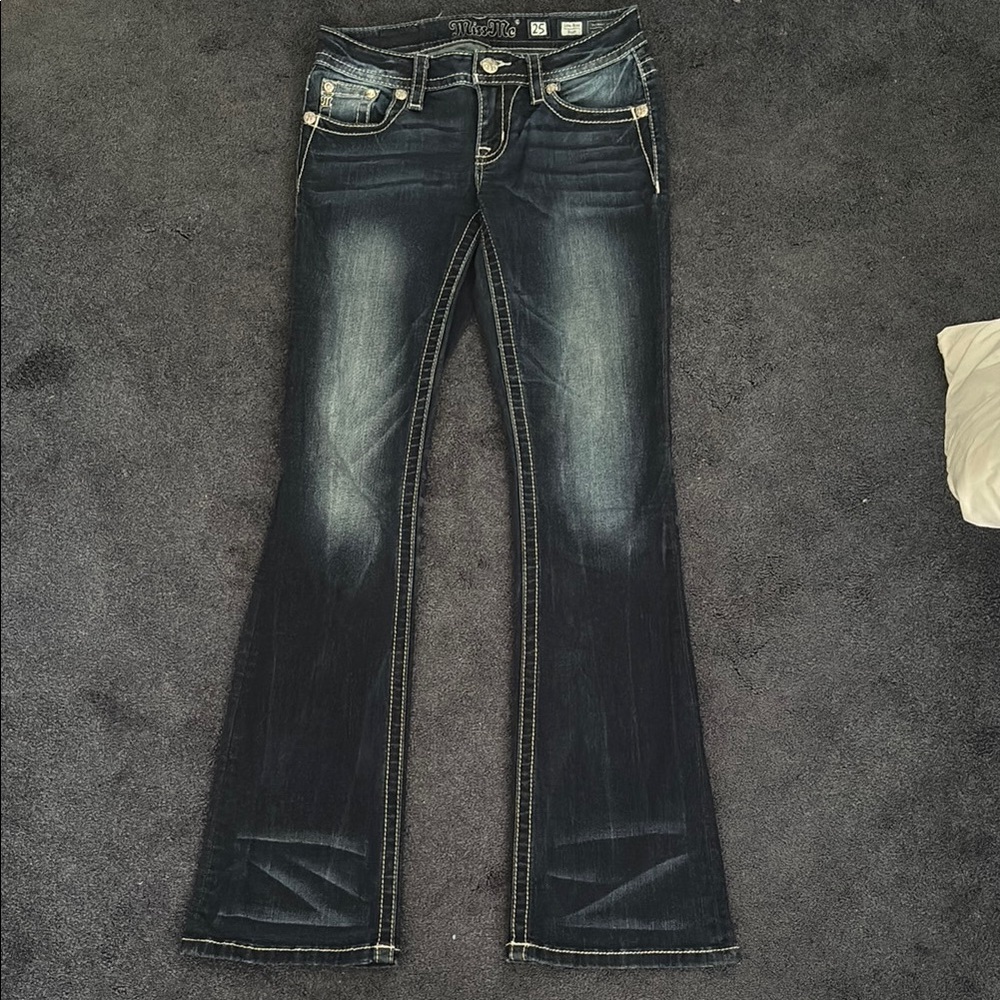 Miss Me Dark Blue Flare Wide Leg Jeans